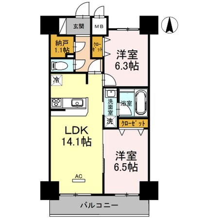 泉中央駅 徒歩4分 9階の物件間取画像